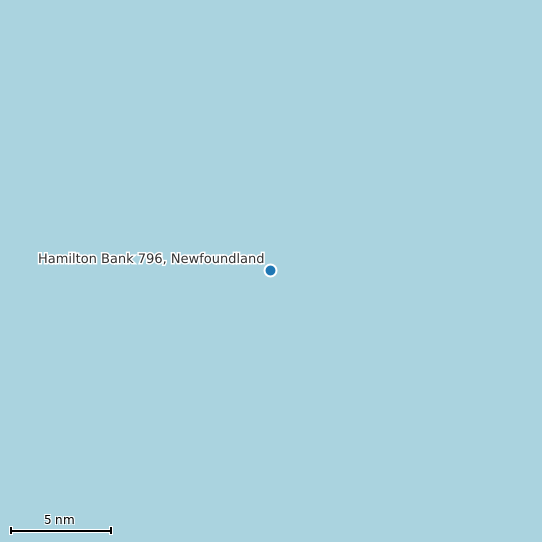 Map of Hamilton Bank 796, Newfoundland Tide Prediction Station