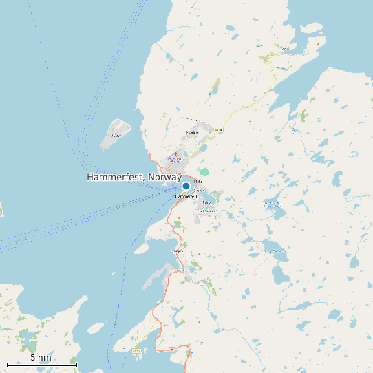 Map of Hammerfest, Norway Tide Prediction Station