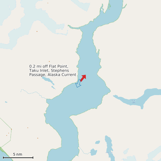 Map of 0.2 mi off Flat Point, Taku Inlet, Stephens Passage, Alaska Current Prediction Station