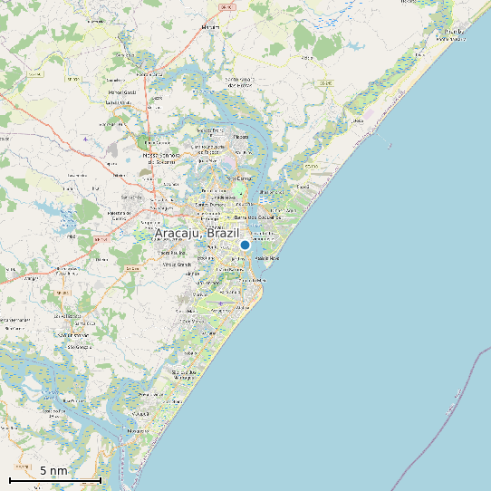 Map of Aracaju, Brazil Tide Prediction Station