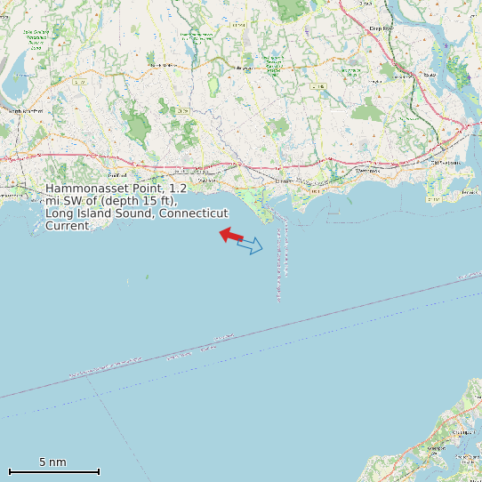 Map of Hammonasset Point, 1.2 mi SW of (depth 15 ft), Long Island Sound, Connecticut Current Prediction Station