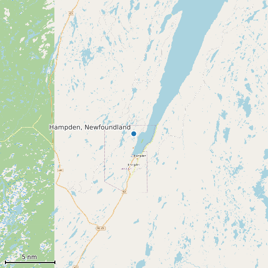 Map of Hampden, Newfoundland Tide Prediction Station