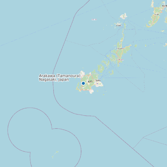 Map of Arakawa (Tamanoura), Nagasaki, Japan Tide Prediction Station