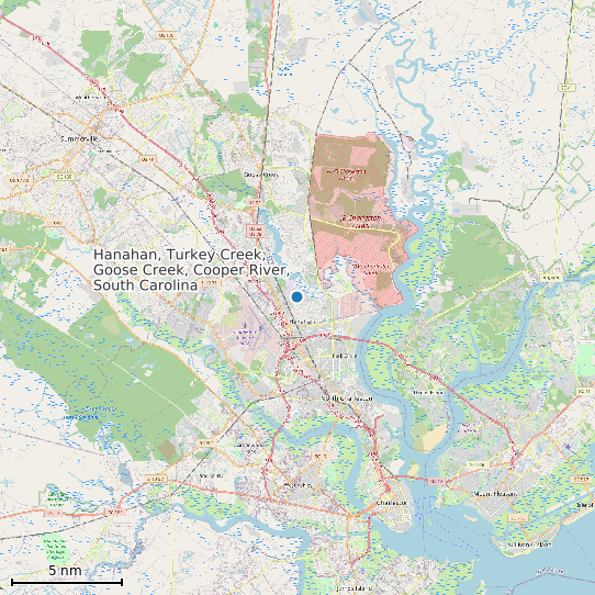Map of Hanahan, Turkey Creek, Goose Creek, Cooper River, South Carolina Tide Prediction Station