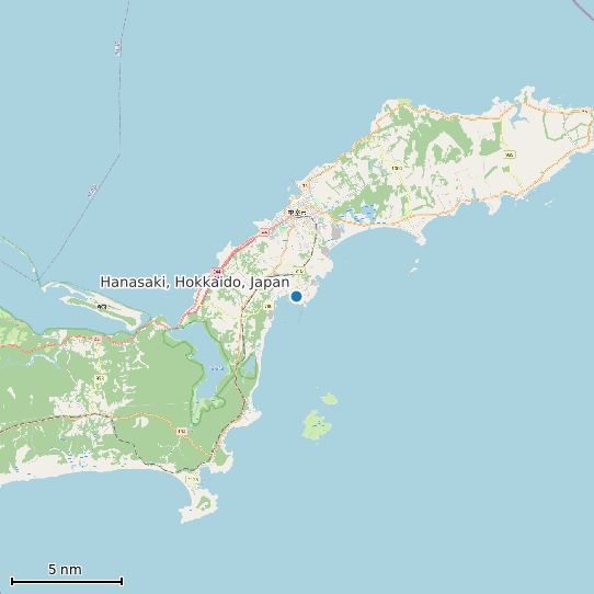 Map of Hanasaki, Hokkaido, Japan Tide Prediction Station