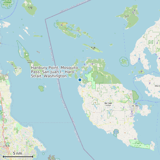 Map of Hanbury Point, Mosquito Pass, San Juan I., Haro Strait, Washington Tide Prediction Station