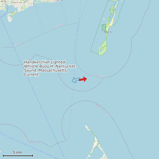 Map of Handkerchief Lighted Whistle Buoy H, Nantucket Sound, Massachusetts Current Prediction Station