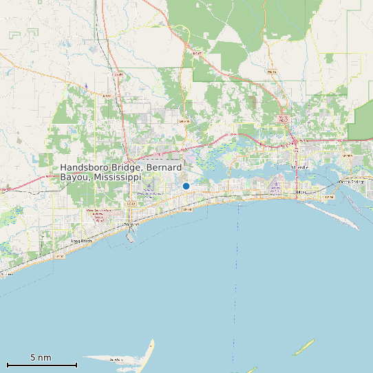 Map of Handsboro Bridge, Bernard Bayou, Mississippi Tide Prediction Station