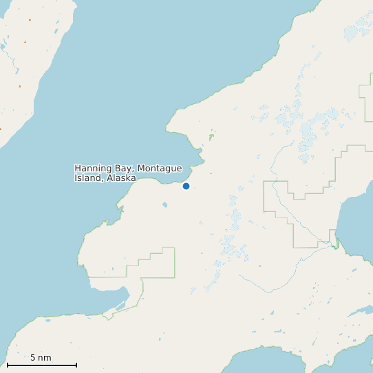 Map of Hanning Bay, Montague Island, Alaska Tide Prediction Station
