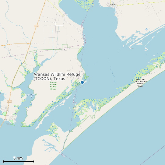Map of Aransas Wildlife Refuge (TCOON), Texas Tide Prediction Station
