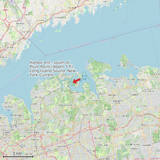 Map of Harbor ent., south of Plum Point (depth 7 ft), Long Island Sound, New York Current Prediction Station