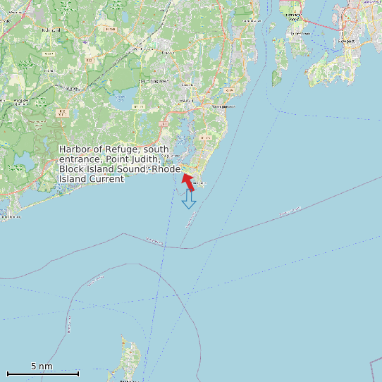Map of Harbor of Refuge, south entrance, Point Judith, Block Island Sound, Rhode Island Current Prediction Station