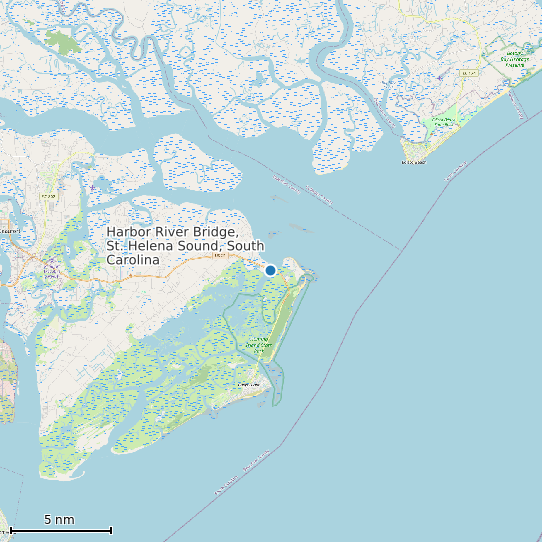 Map of Harbor River Bridge, St. Helena Sound, South Carolina Tide Prediction Station