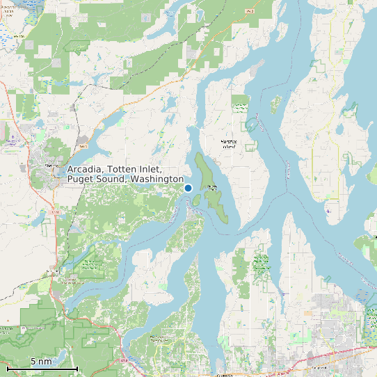 Map of Arcadia, Totten Inlet, Puget Sound, Washington Tide Prediction Station