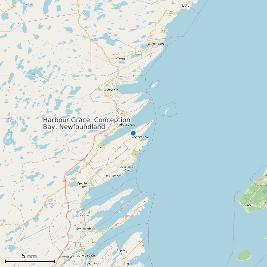 Map of Harbour Grace, Conception Bay, Newfoundland Tide Prediction Station