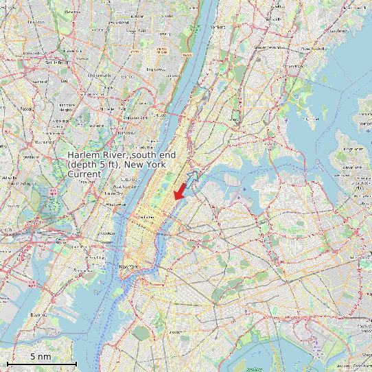 Map of Harlem River, south end (depth 5 ft), New York Current Prediction Station