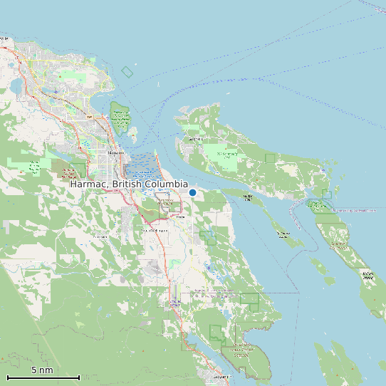 Map of Harmac, British Columbia Tide Prediction Station
