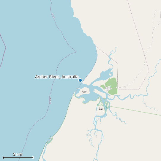 Map of Archer River, Australia Tide Prediction Station