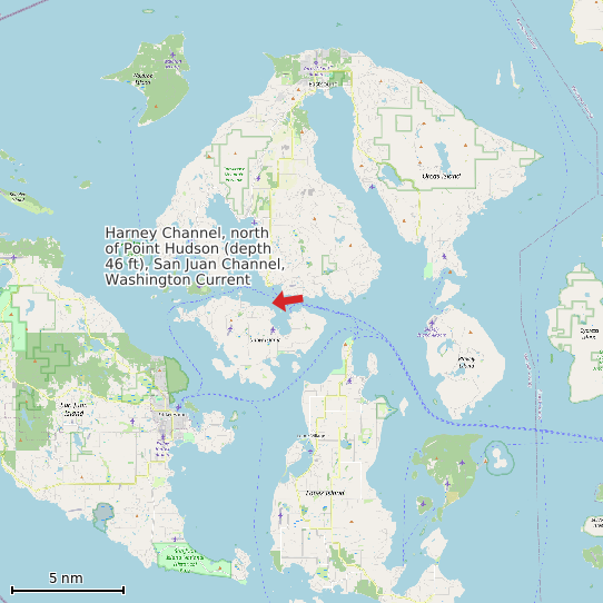 Map of Harney Channel, north of Point Hudson (depth 46 ft), San Juan Channel, Washington Current Prediction Station
