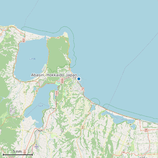 Map of Abasiri, Hokkaido, Japan Tide Prediction Station