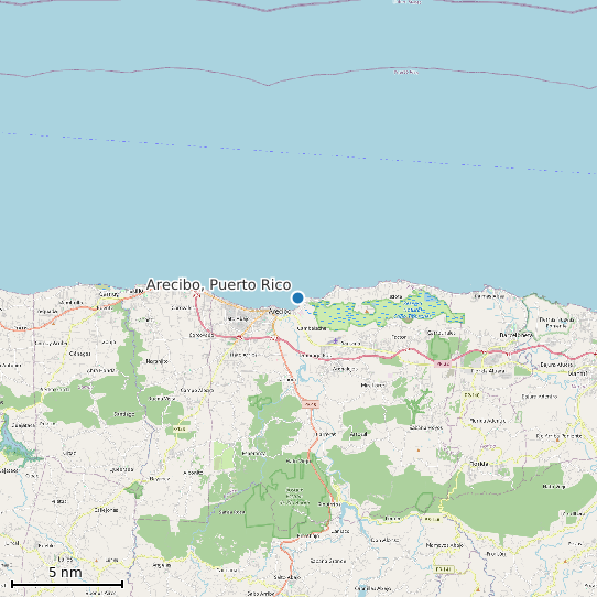 Map of Arecibo, Puerto Rico Tide Prediction Station