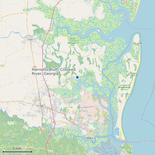 Map of Harrietts Bluff, Crooked River, Georgia Tide Prediction Station
