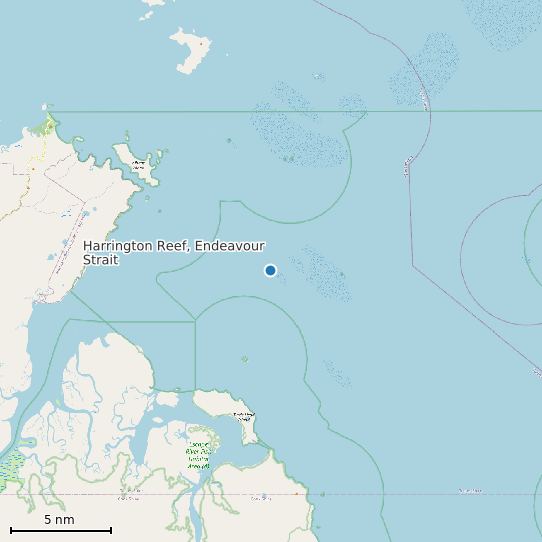 Map of Harrington Reef, Endeavour Strait Tide Prediction Station