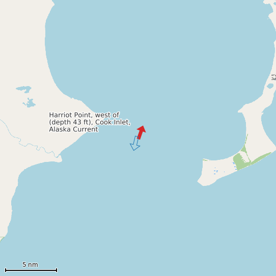 Map of Harriot Point, west of (depth 43 ft), Cook Inlet, Alaska Current Prediction Station