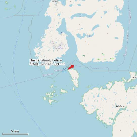 Map of Harris Island, Felice Strait, Alaska Current Prediction Station