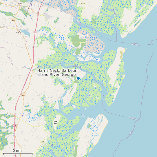 Map of Harris Neck, Barbour Island River, Georgia Tide Prediction Station