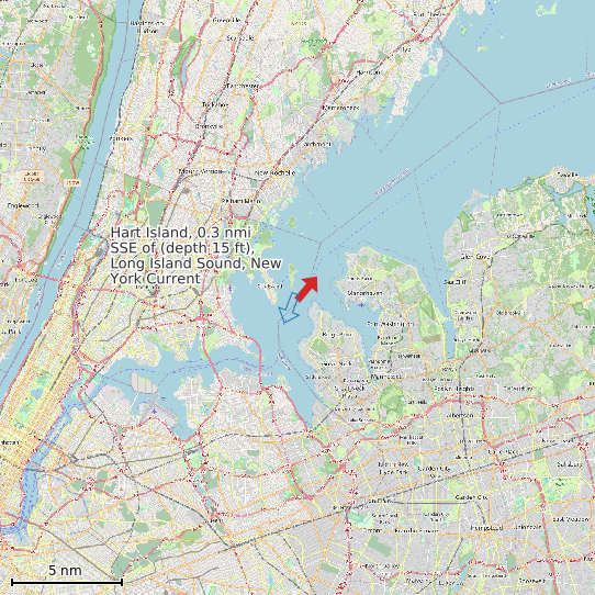 Map of Hart Island, 0.3 nmi SSE of (depth 15 ft), Long Island Sound, New York Current Prediction Station