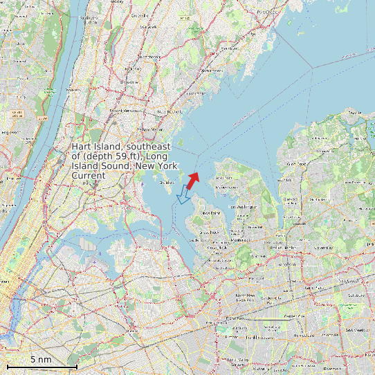 Map of Hart Island, southeast of (depth 59 ft), Long Island Sound, New York Current Prediction Station