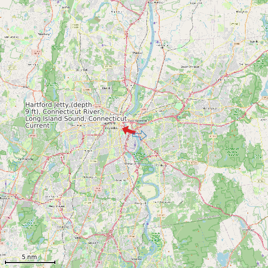 Map of Hartford Jetty (depth 9 ft), Connecticut River, Long Island Sound, Connecticut Current - IGNORE VELOCITIES Prediction Station