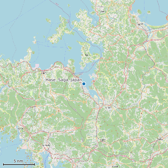 Map of Hase, Saga, Japan Tide Prediction Station