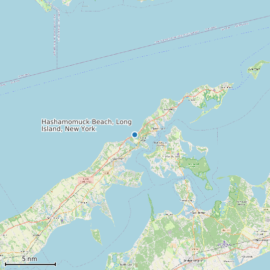Map of Hashamomuck Beach, Long Island, New York Tide Prediction Station