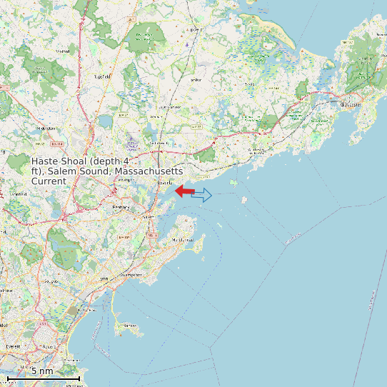 Map of Haste Shoal (depth 4 ft), Salem Sound, Massachusetts Current Prediction Station