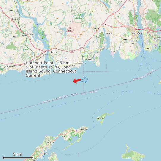 Map of Hatchett Point, 1.6 nmi S of (depth 15 ft), Long Island Sound, Connecticut Current Prediction Station