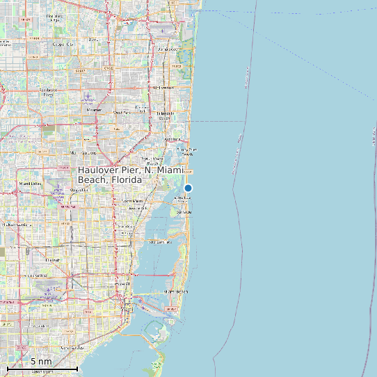 Map of Haulover Pier, N. Miami Beach, Florida Tide Prediction Station