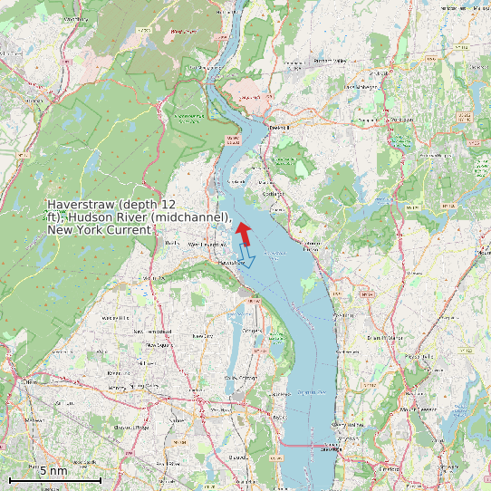 Map of Haverstraw (depth 12 ft), Hudson River (midchannel), New York Current Prediction Station