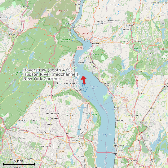 Map of Haverstraw (depth 4 ft), Hudson River (midchannel), New York Current Prediction Station