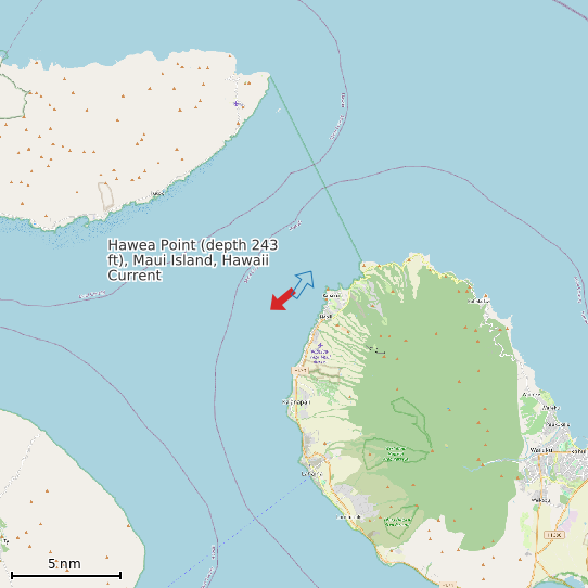 Map of Hawea Point (depth 243 ft), Maui Island, Hawaii Current Prediction Station