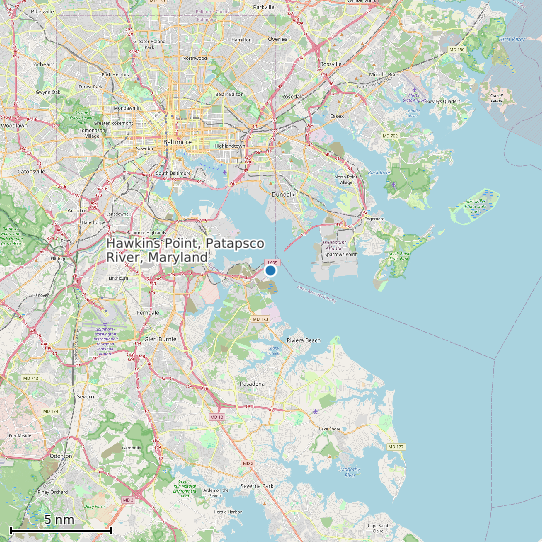 Map of Hawkins Point, Patapsco River, Maryland Tide Prediction Station