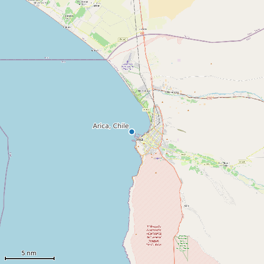 Map of Arica, Chile Tide Prediction Station