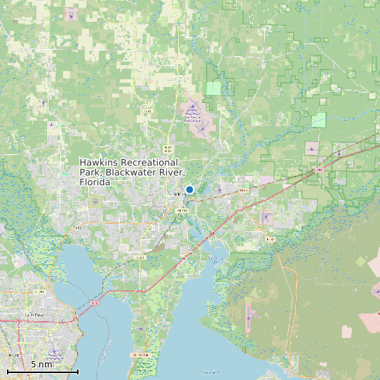 Map of Hawkins Recreational Park, Blackwater River, Florida Tide Prediction Station