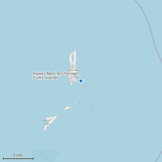 Map of Hawks Nest Anchorage, Turks Islands Tide Prediction Station