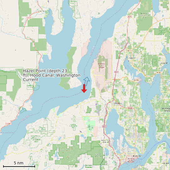 Map of Hazel Point (depth 23 ft), Hood Canal, Washington Current Prediction Station