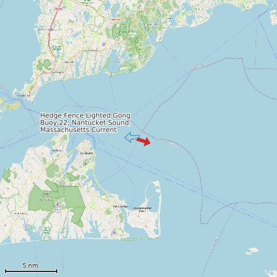 Map of Hedge Fence Lighted Gong Buoy 22, Nantucket Sound, Massachusetts Current Prediction Station