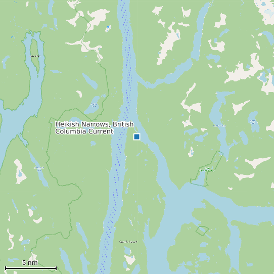 Map of Heikish Narrows, British Columbia Current Prediction Station
