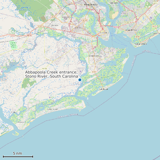 Map of Abbapoola Creek entrance, Stono River, South Carolina Tide Prediction Station