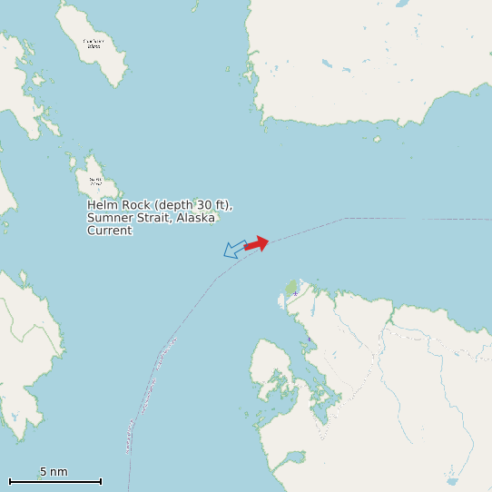 Map of Helm Rock (depth 30 ft), Sumner Strait, Alaska Current Prediction Station